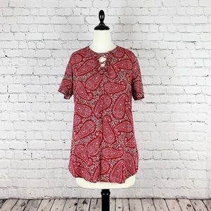 OLD NAVY ~ Lightweight Lace-Up Top Burgundy Combo